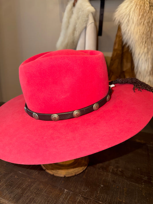 Lampman Concho Hatband with Twisted Fringe - Brown