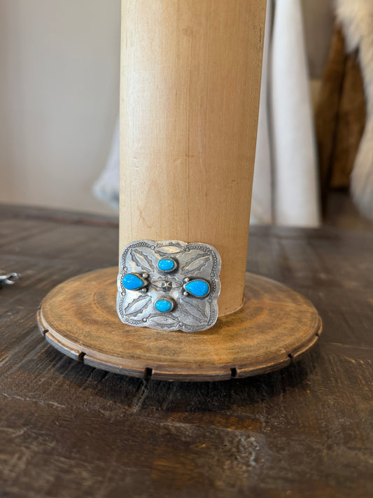 Pin - Navajo Sterling Silver and Turquoise Buckle