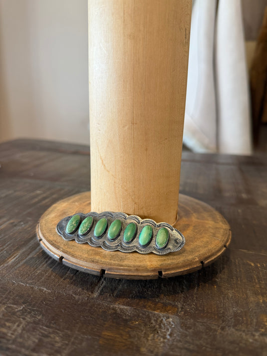 Green Turquoise Row Brooch/ Pin