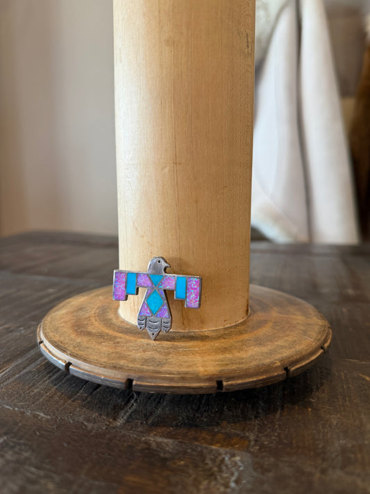 Rising Bird Turquoise/Pink Opal Hat Pin