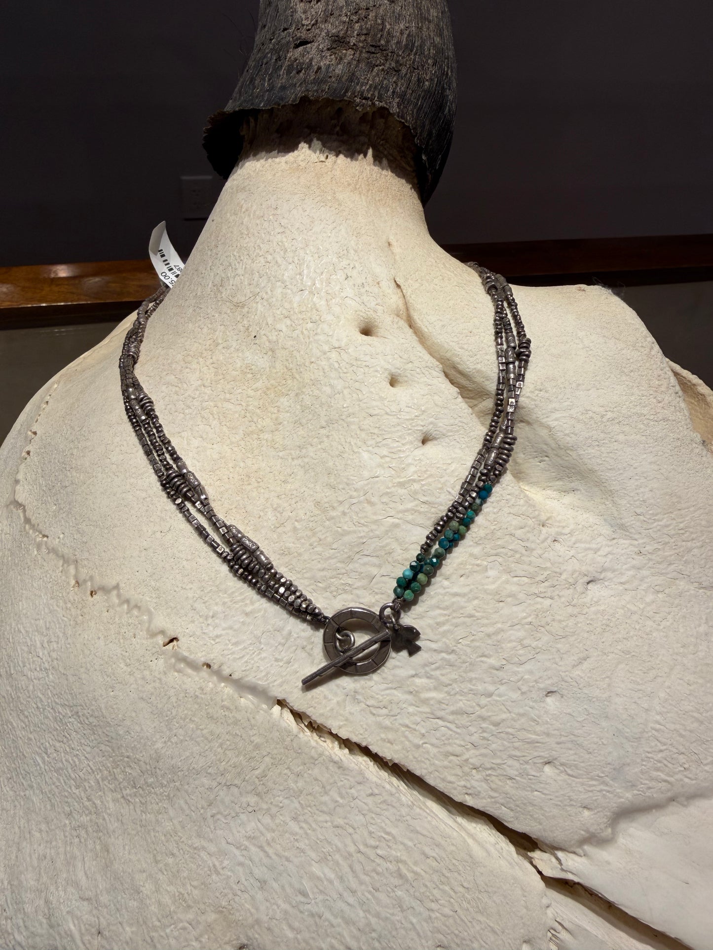 Navajo Pearl Hand Tooled Sterling Silver Beaded Necklace