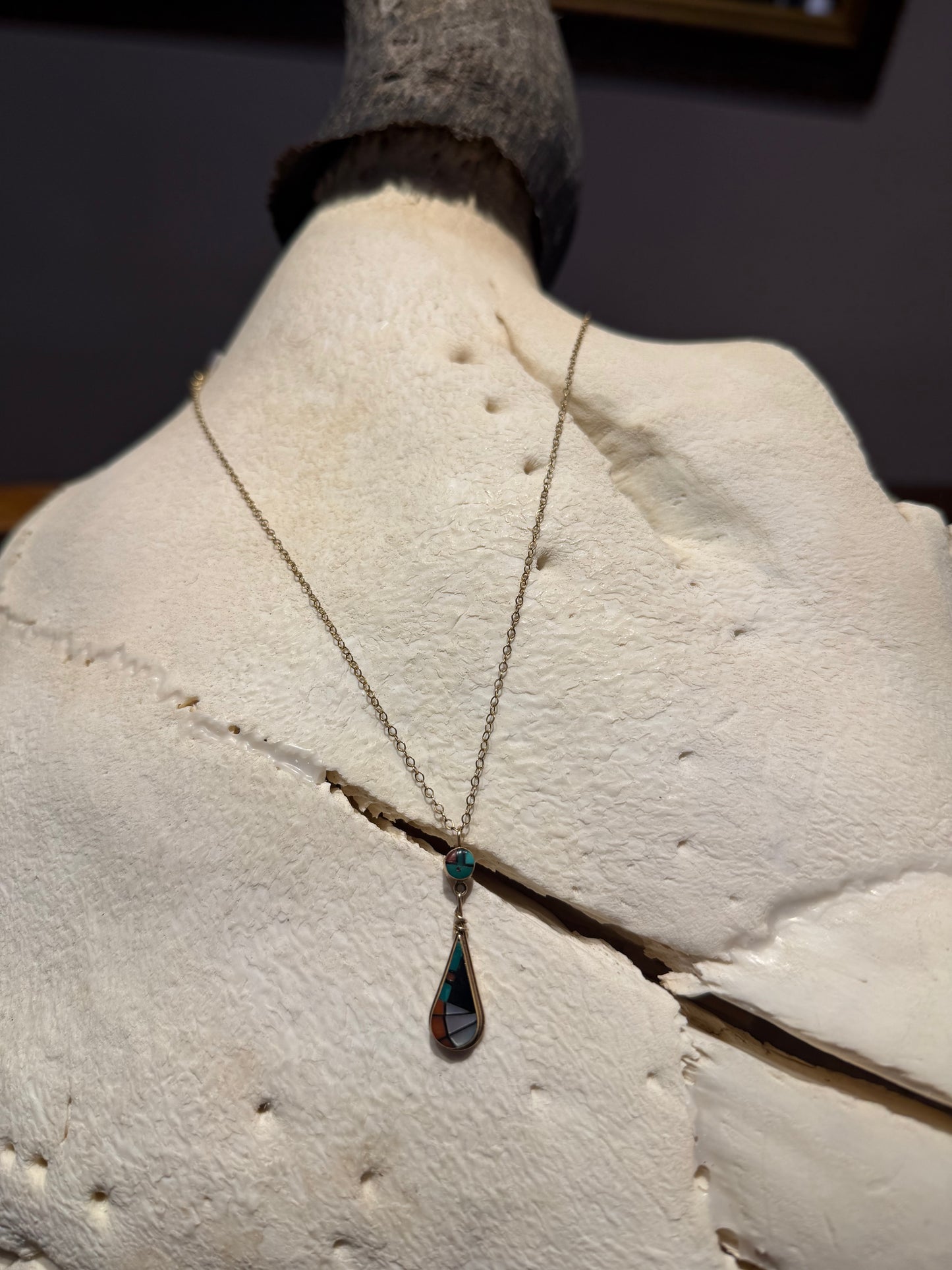 Zuni Teardrop Pendant Necklace