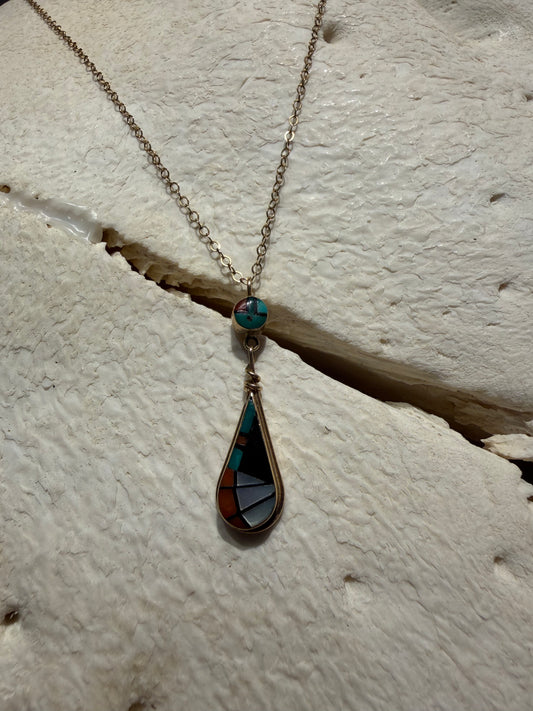 Zuni Teardrop Pendant Necklace