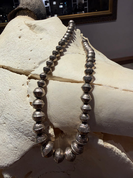 Necklace- Vintage Navajo Sterling Beads 18"