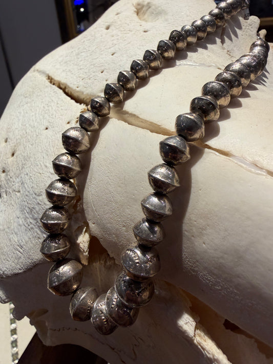 Necklace- Vintage Navajo Sterling Beads 18"