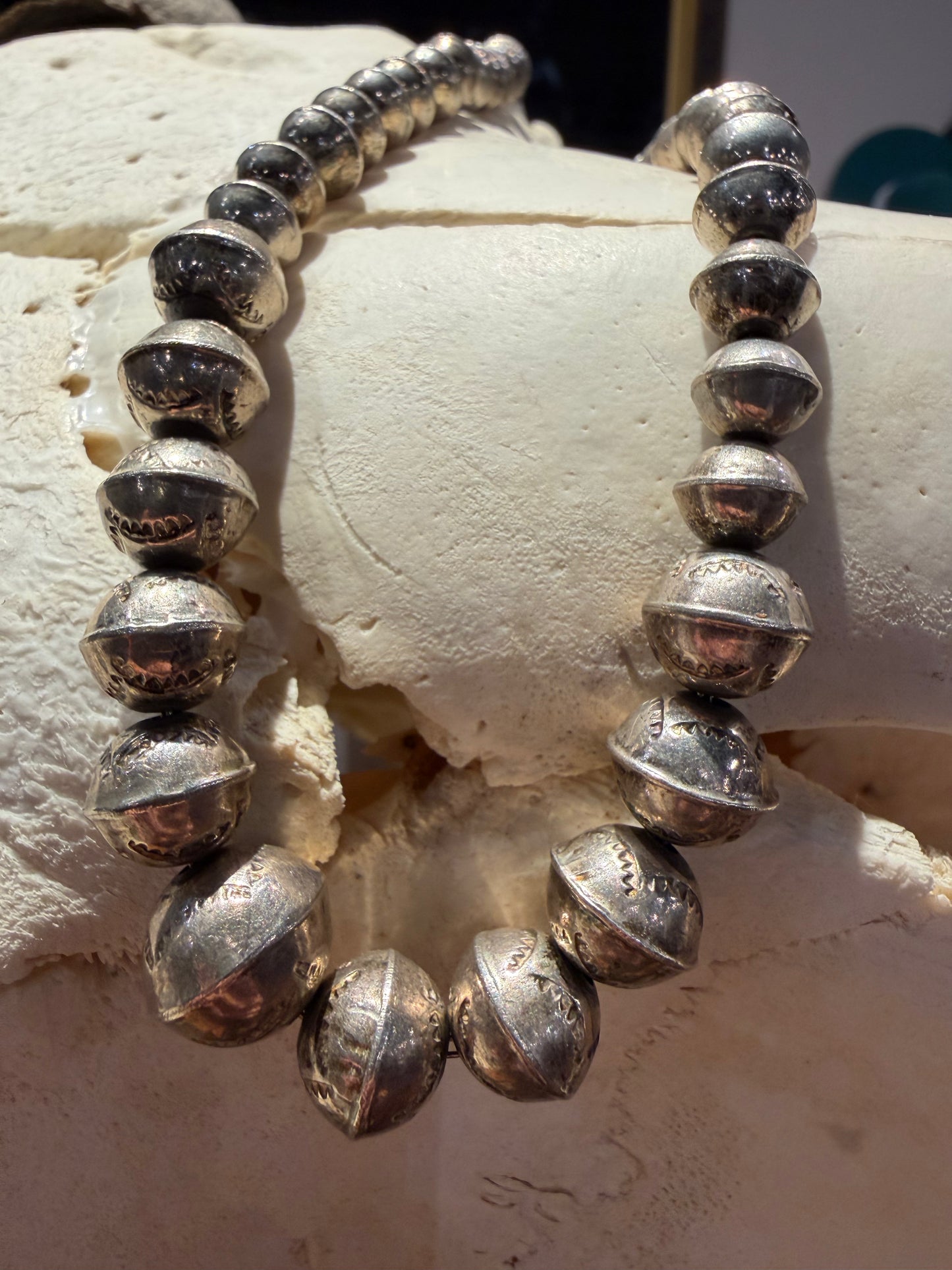 Necklace- Vintage Navajo Sterling Beads 18"