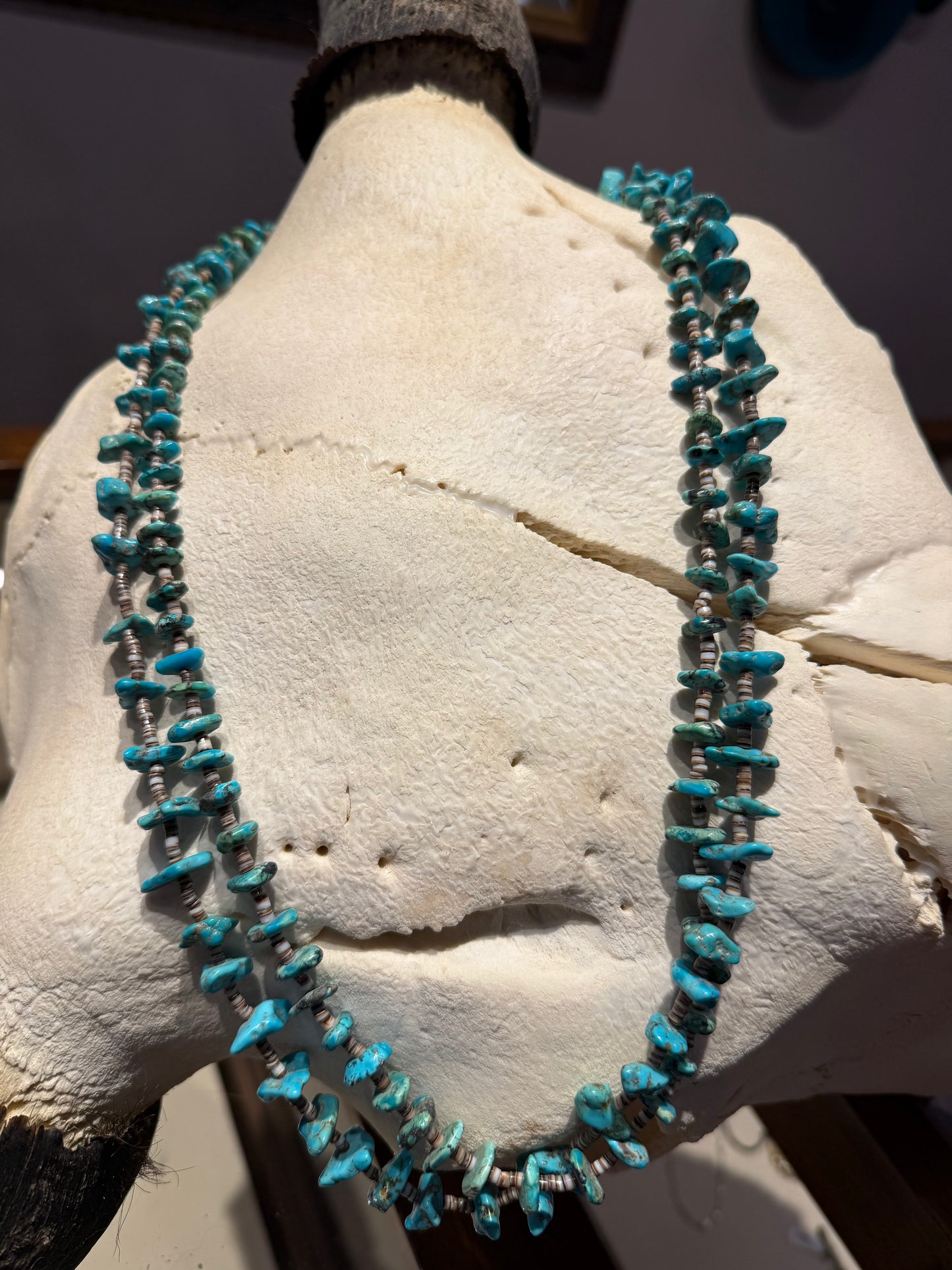 Green Turquoise and Heishi Necklace