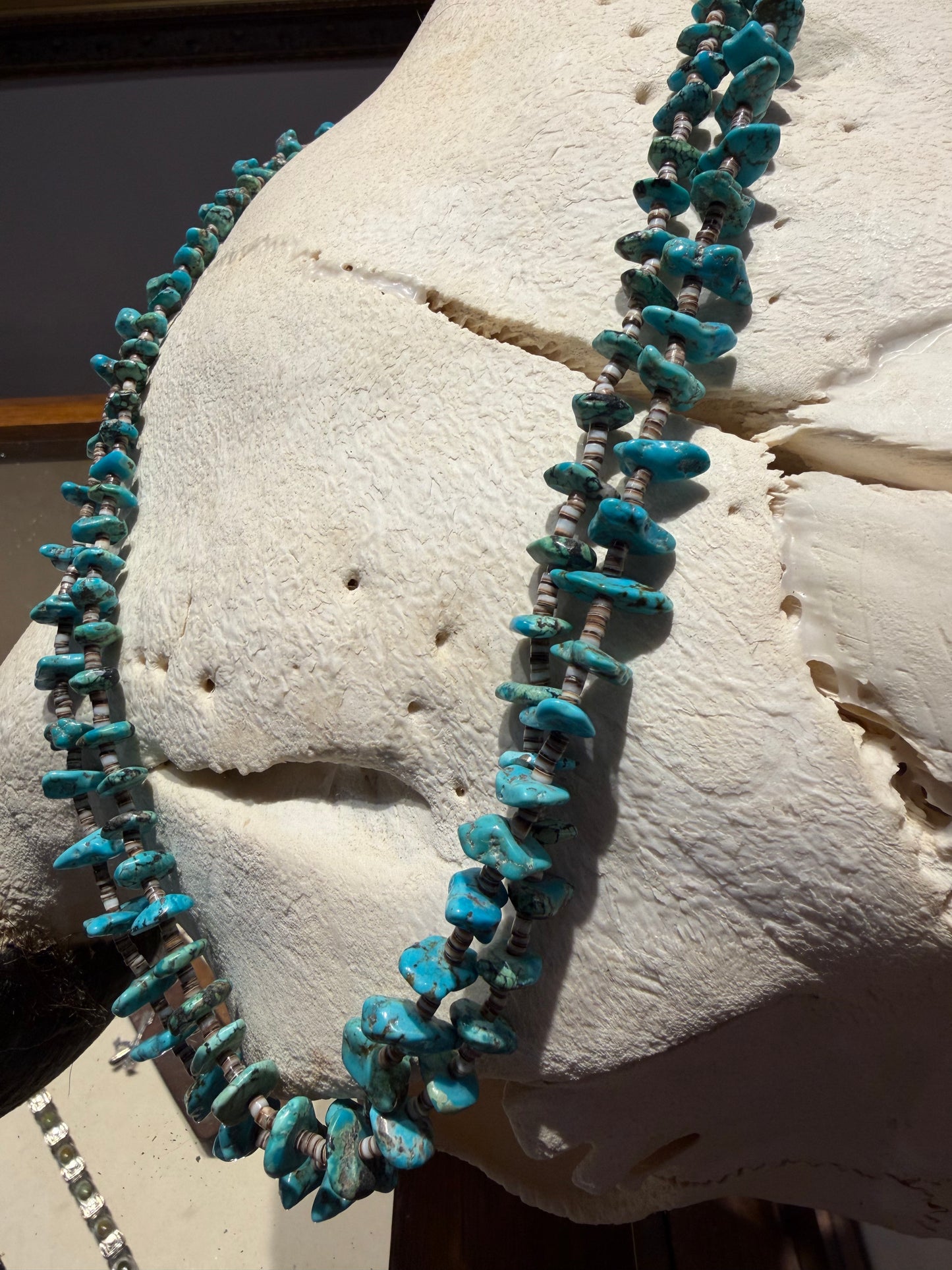 Green Turquoise and Heishi Necklace