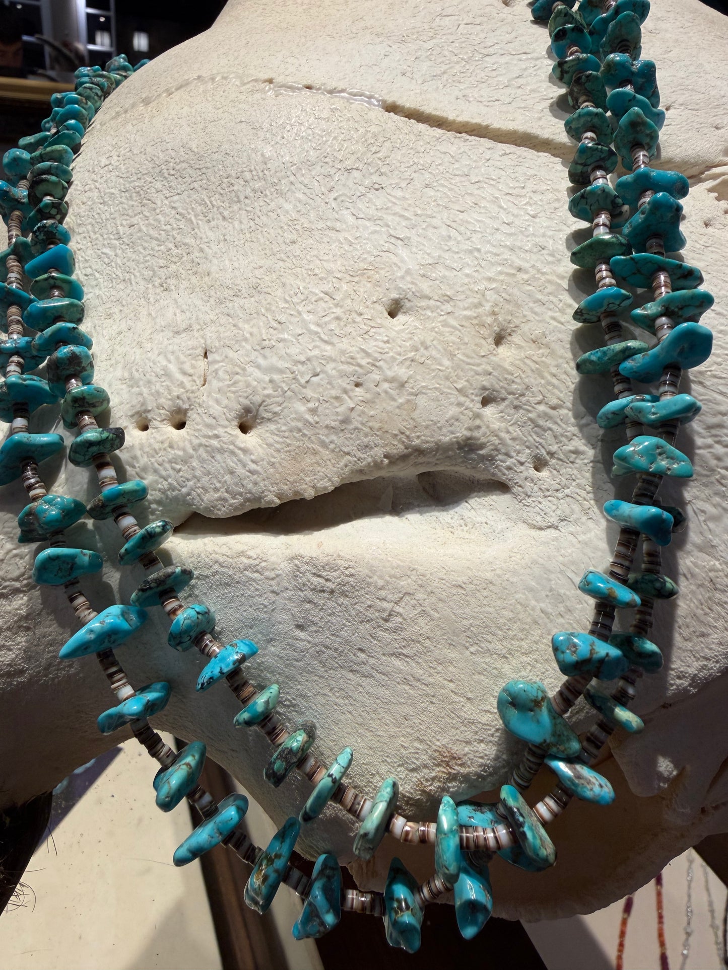 Green Turquoise and Heishi Necklace