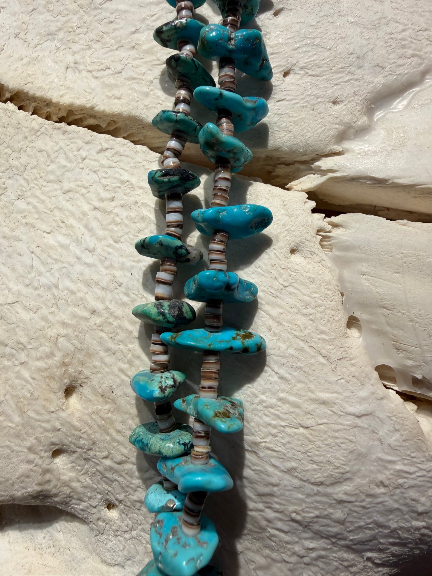 Green Turquoise and Heishi Necklace
