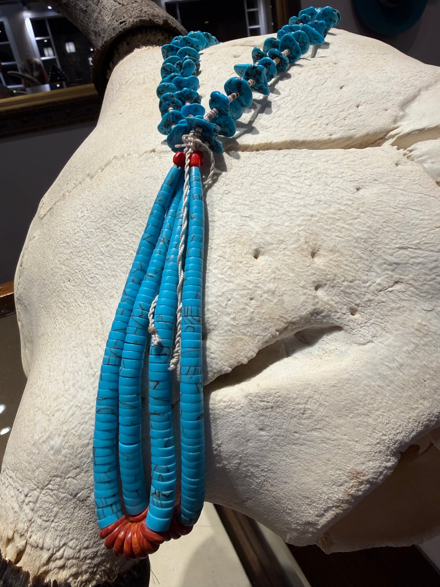 Turquoise and Shell Heishi - 2 Strand Necklace