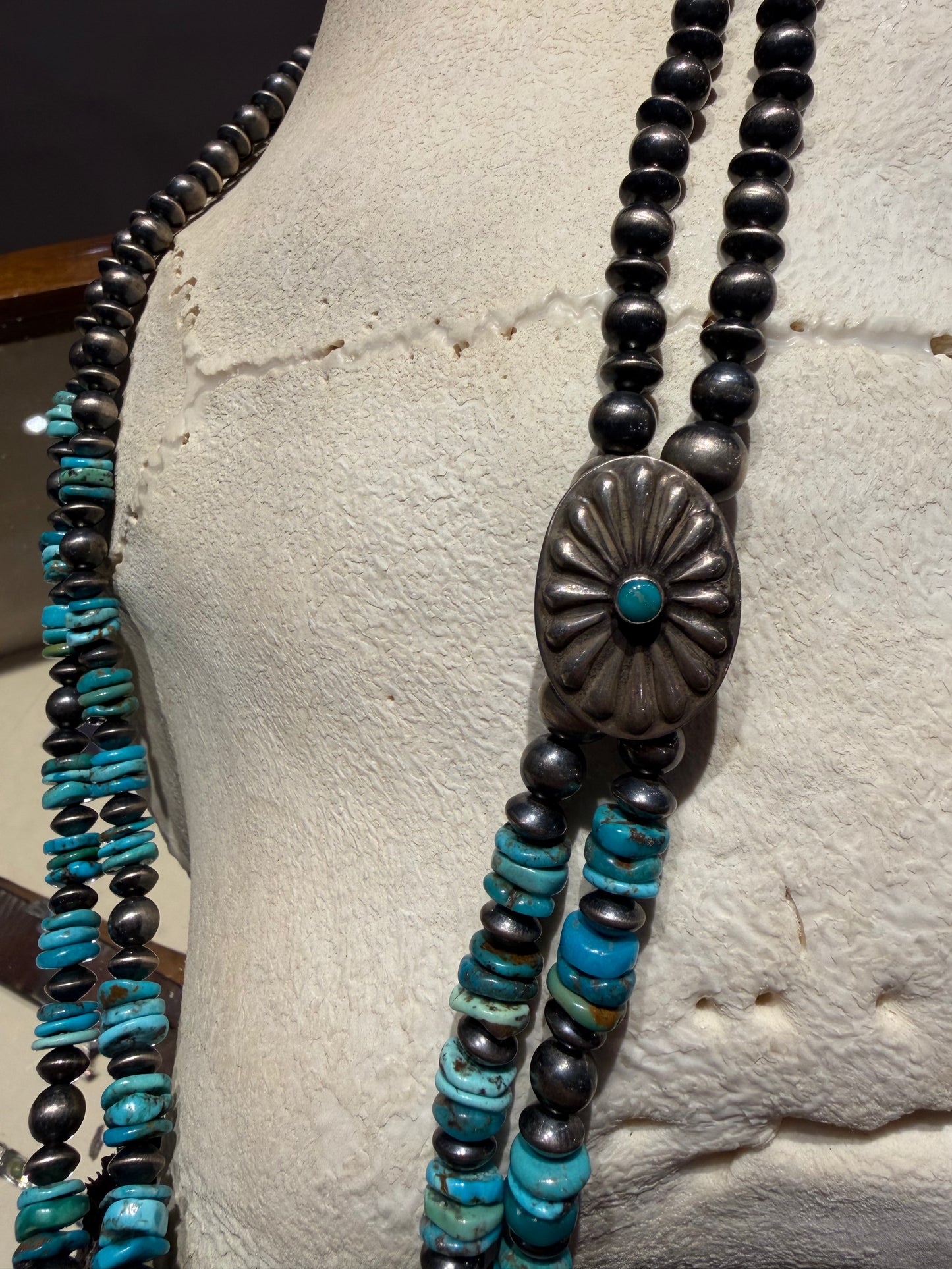 Necklace- Two strand Navajo Pearls and Turquoise