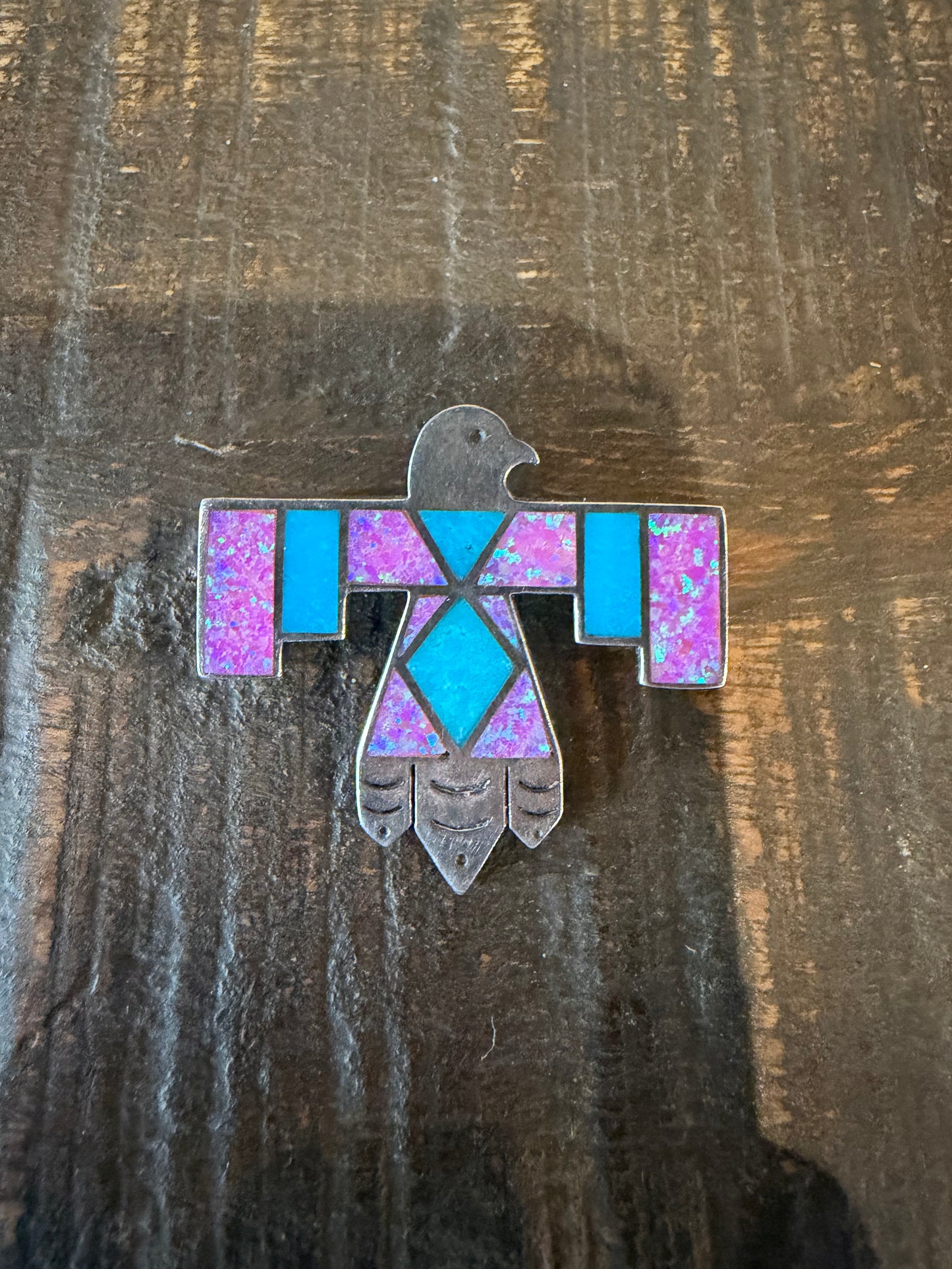Rising Bird Turquoise/Pink Opal Hat Pin
