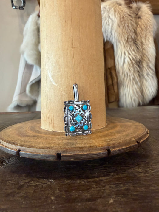Stamped Square w/Turquoise Hat Clip