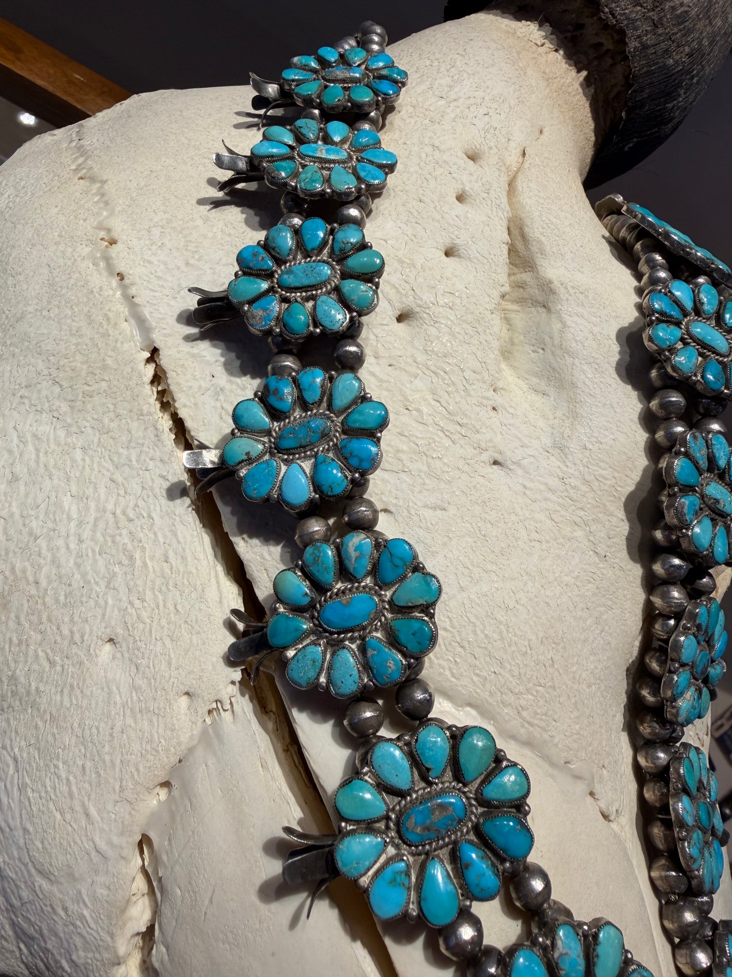 1930's Vintage Zuni Turquoise Squash Necklace