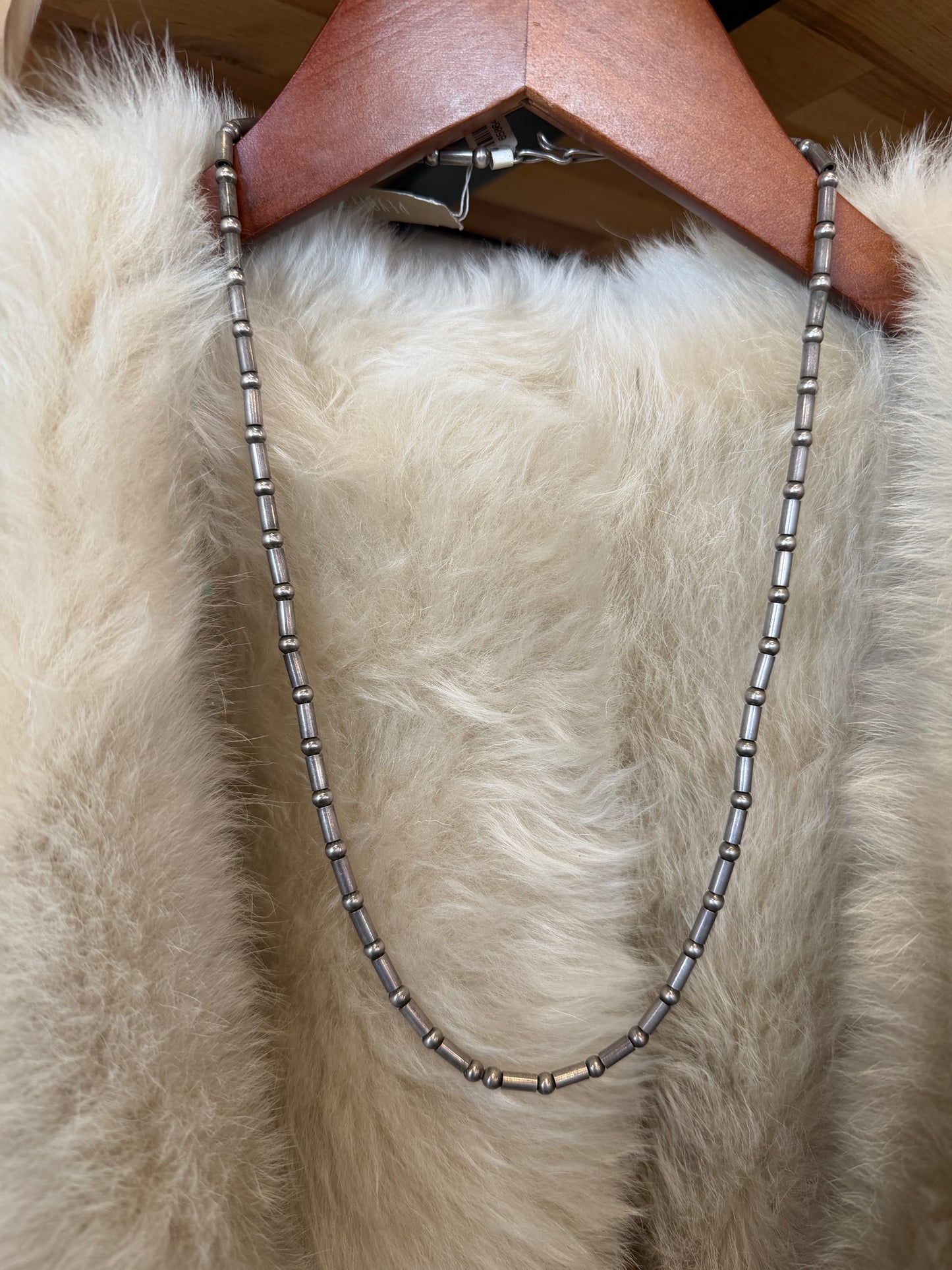 Necklace- Navajo Cylindrical Sterling Beads