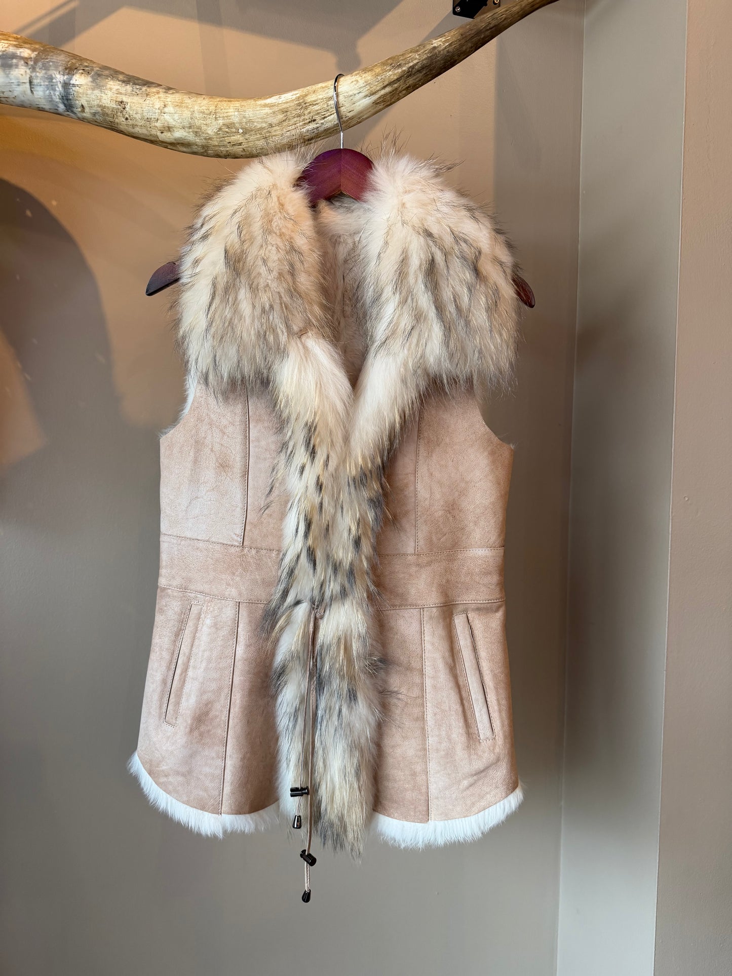 Shearling/Fox Vest - Beige