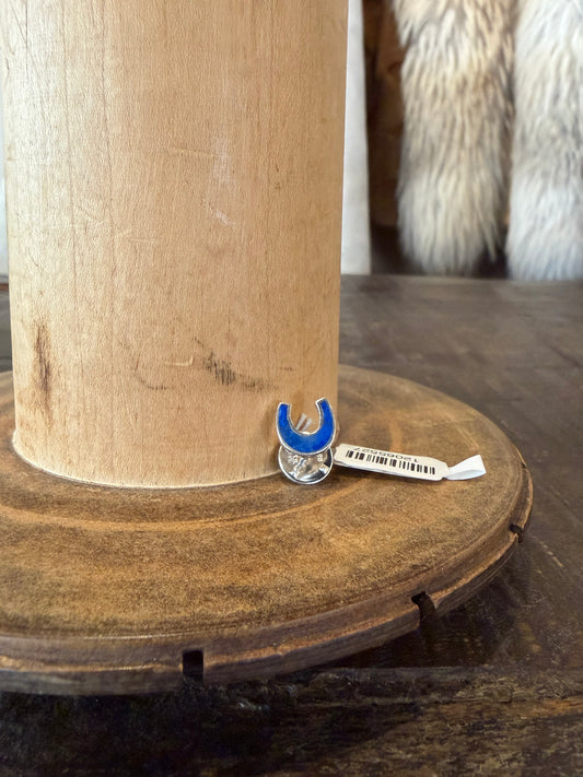 Horseshoe Lapis Hat Pin
