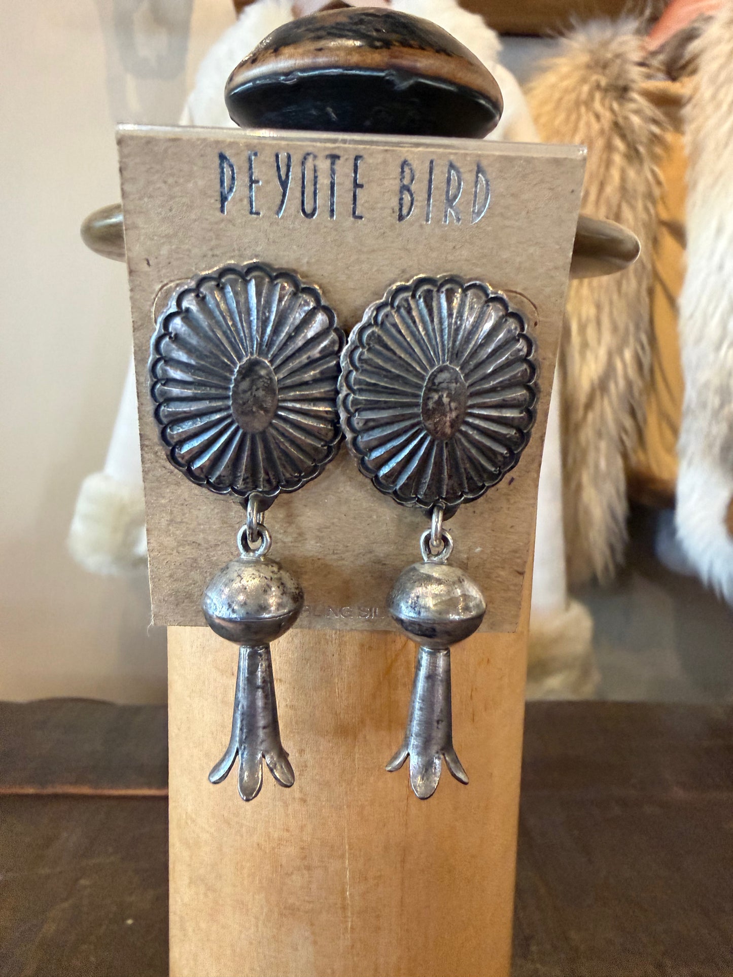 Sterling Silver Oval Concho with Blossom Earrings