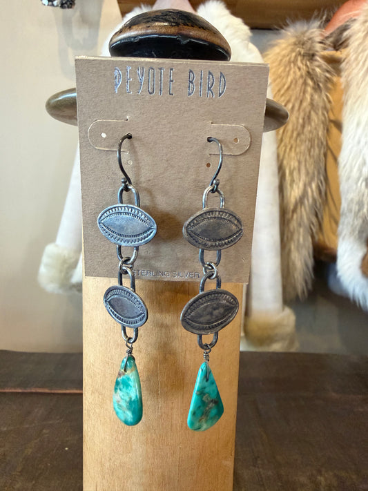 Earrings- Sterling Silver Eye with Turquoise Chunk