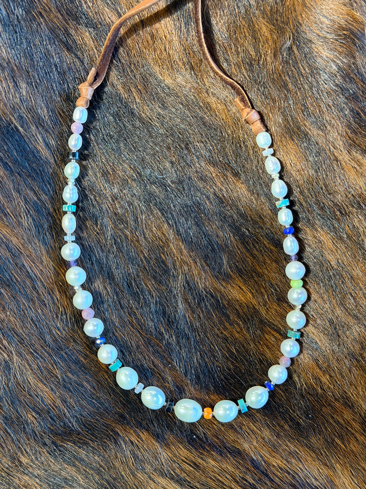 Pearl & Multi-Colored Gemstone Beaded Necklace