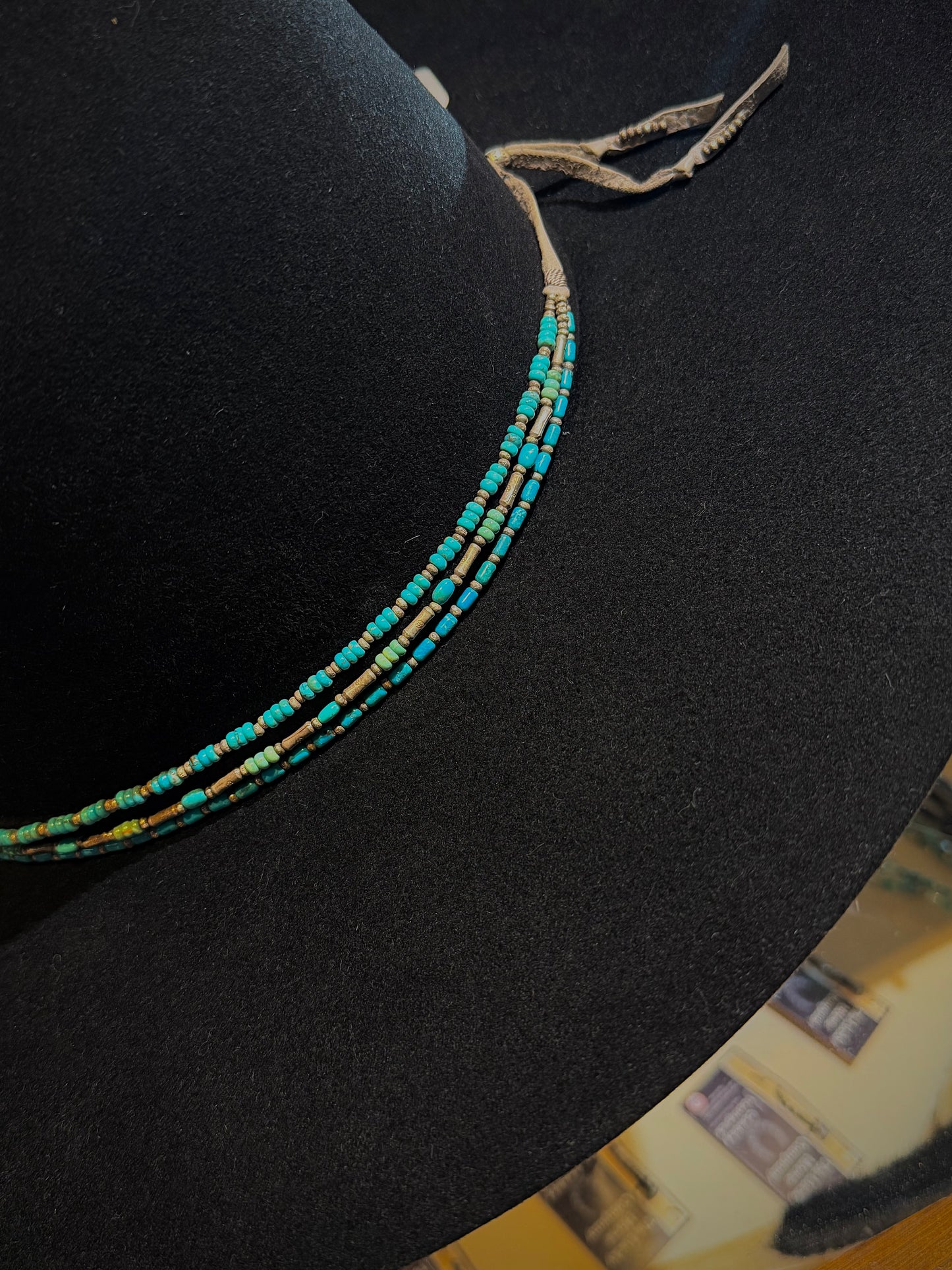 Turquoise and Silver Bead PB Hat Band