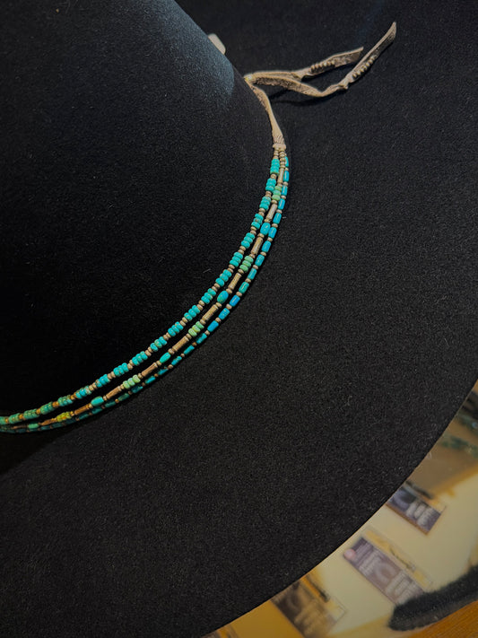 Turquoise and Silver Bead PB Hat Band
