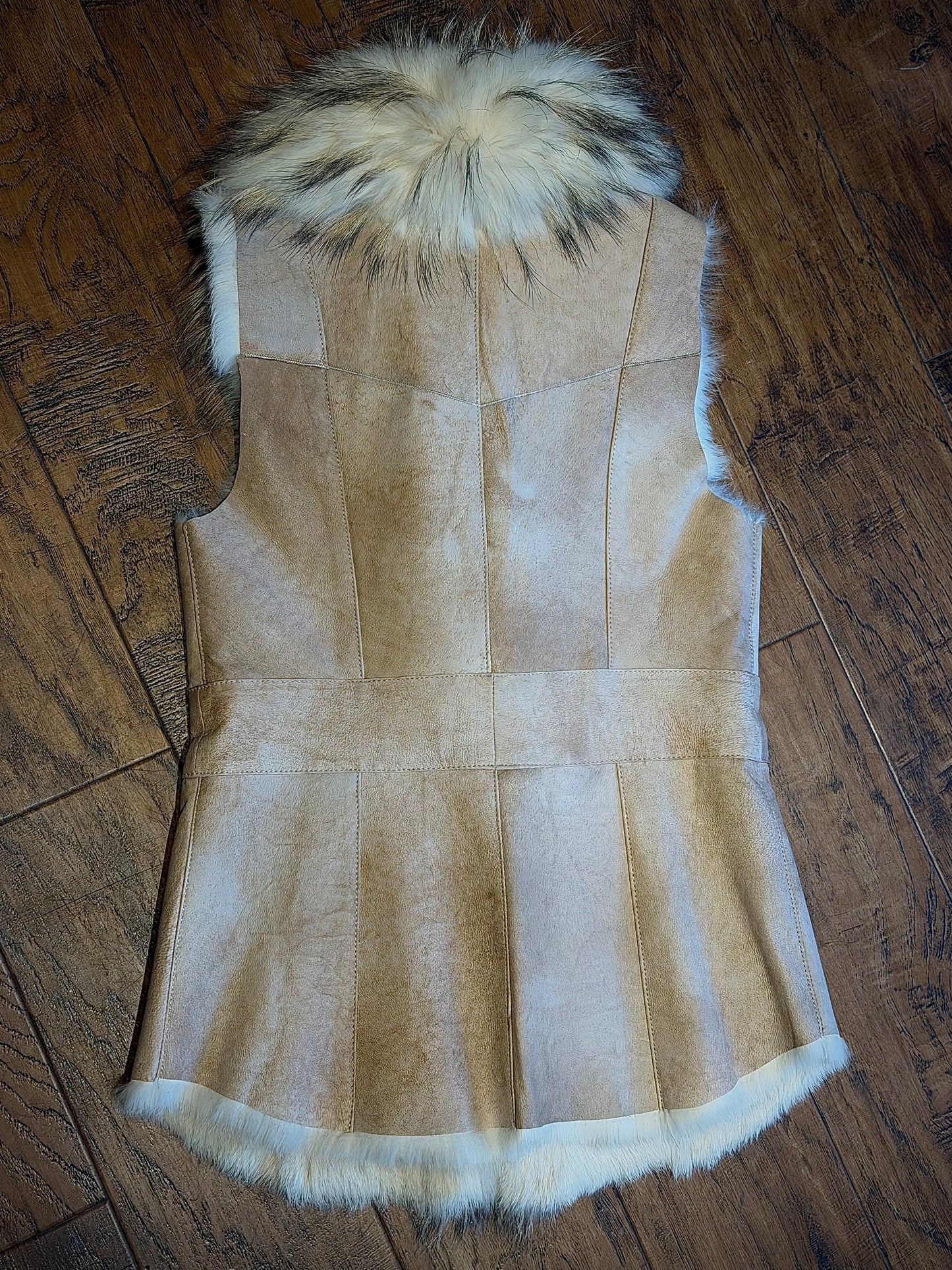 Shearling/Raccoon Vest - Beige
