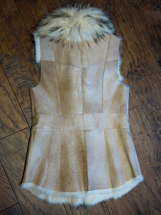 Shearling/Raccoon Vest - Beige