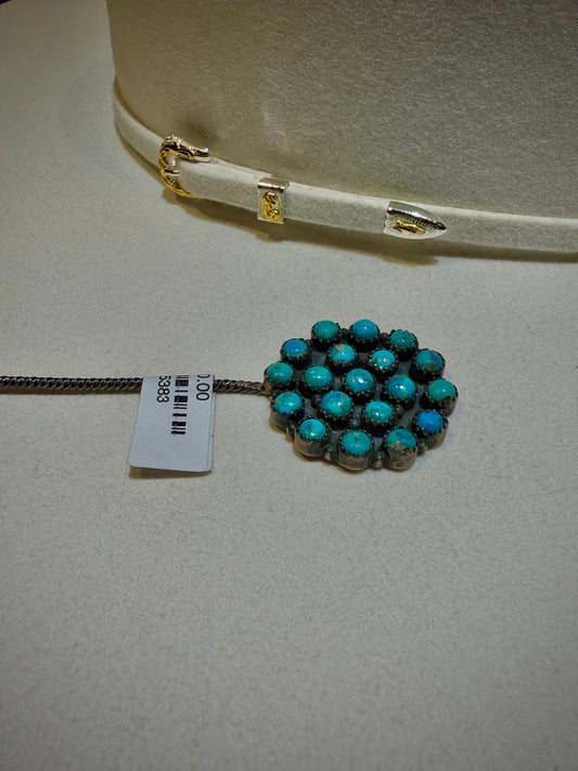 Hat Pin- Kingman Turquoise Zuni Sterling Silver