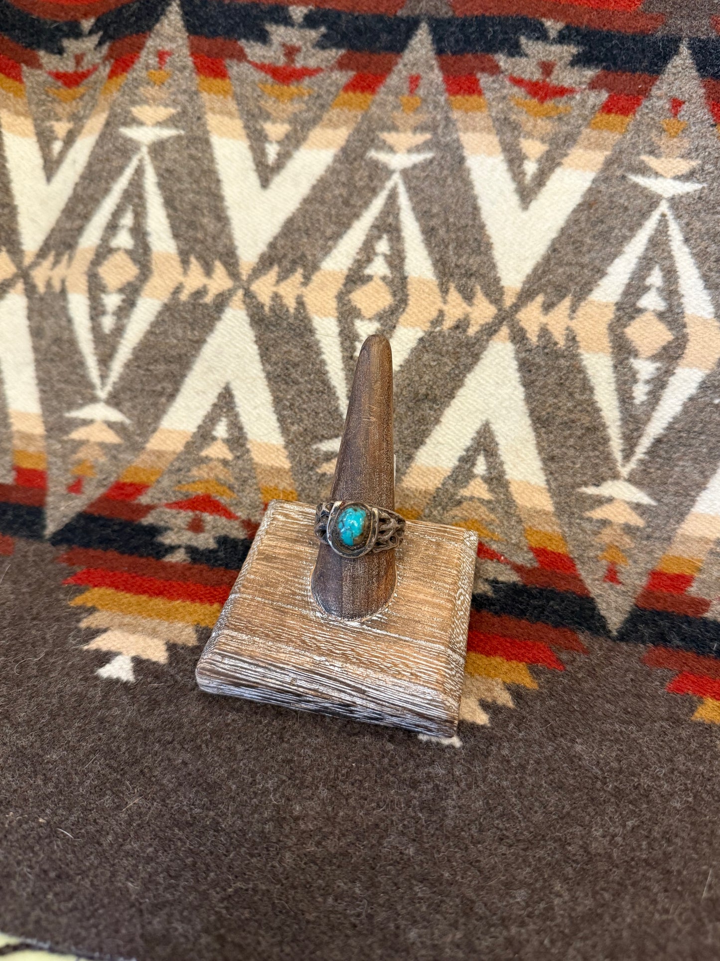 Vintage Turquoise and Horseshoe Sterling Silver Ring