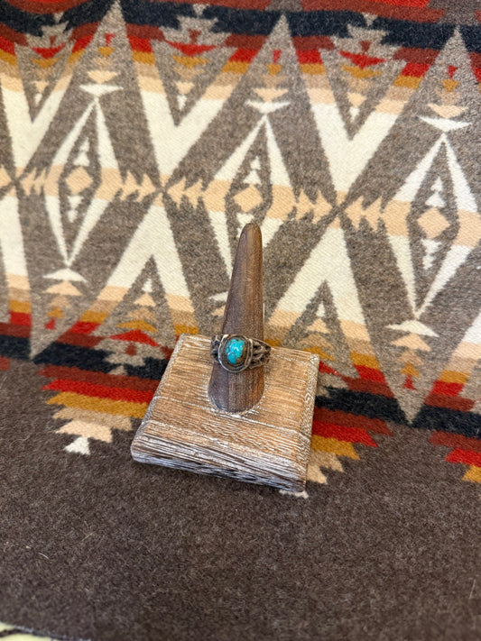 Vintage Turquoise and Horseshoe Sterling Silver Ring