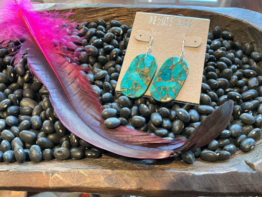 Jennifer Medina Native Turquoise Slab  Earrings