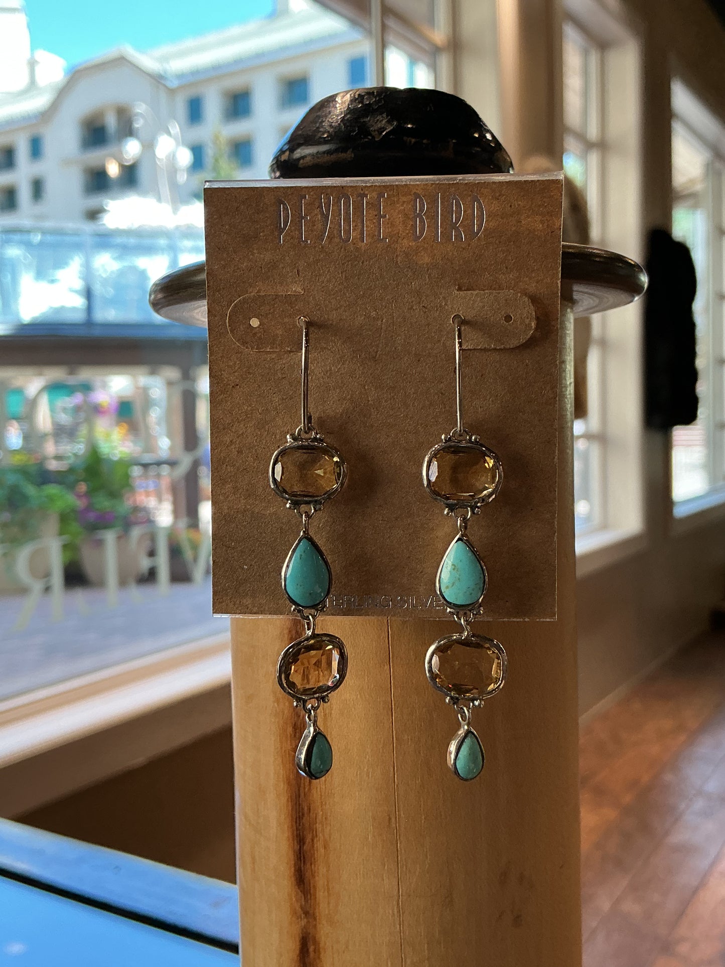 Citrine and Turquoise Multi-Stone Drop Earrings