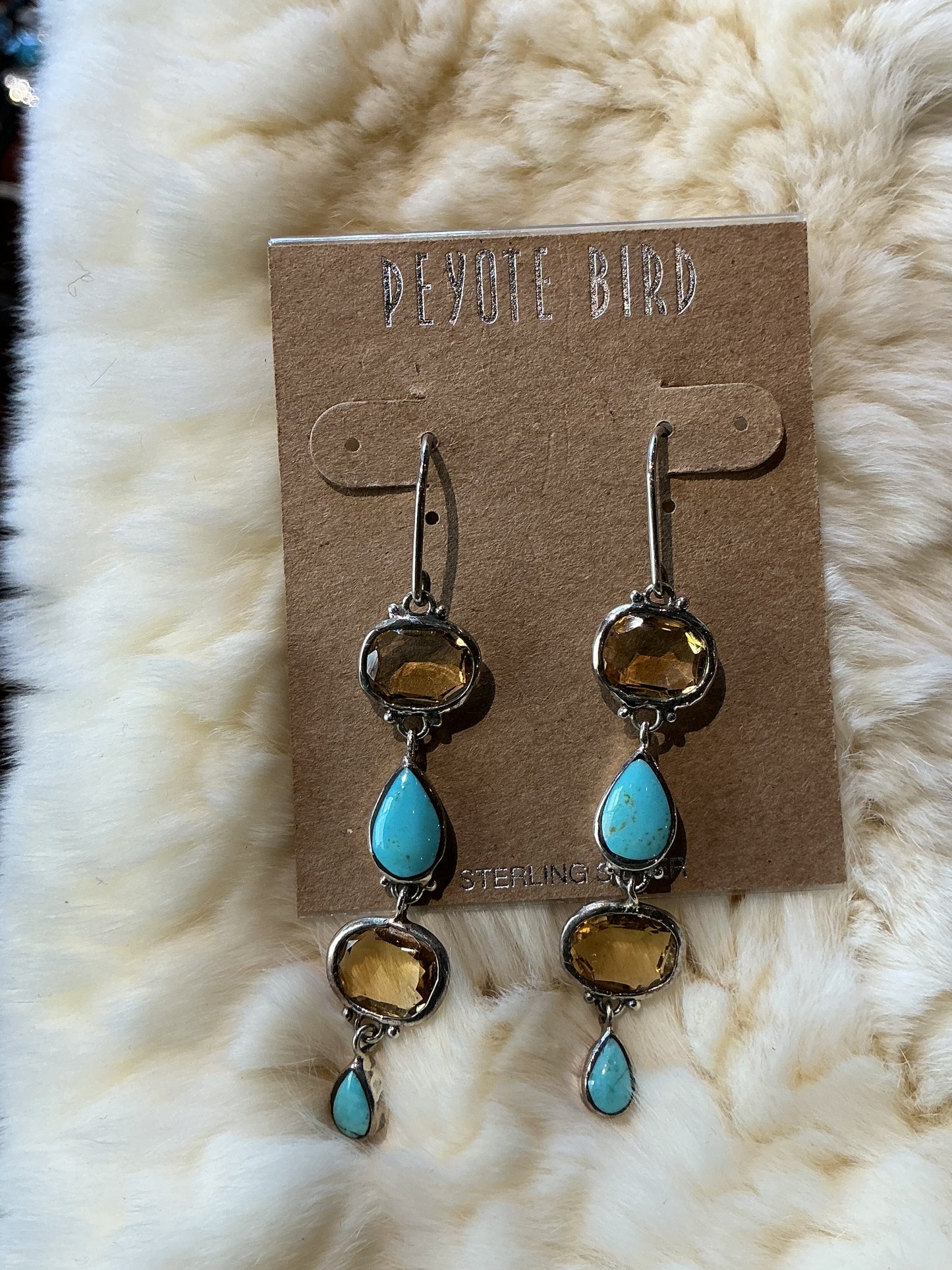 Citrine and Turquoise Multi-Stone Drop Earrings
