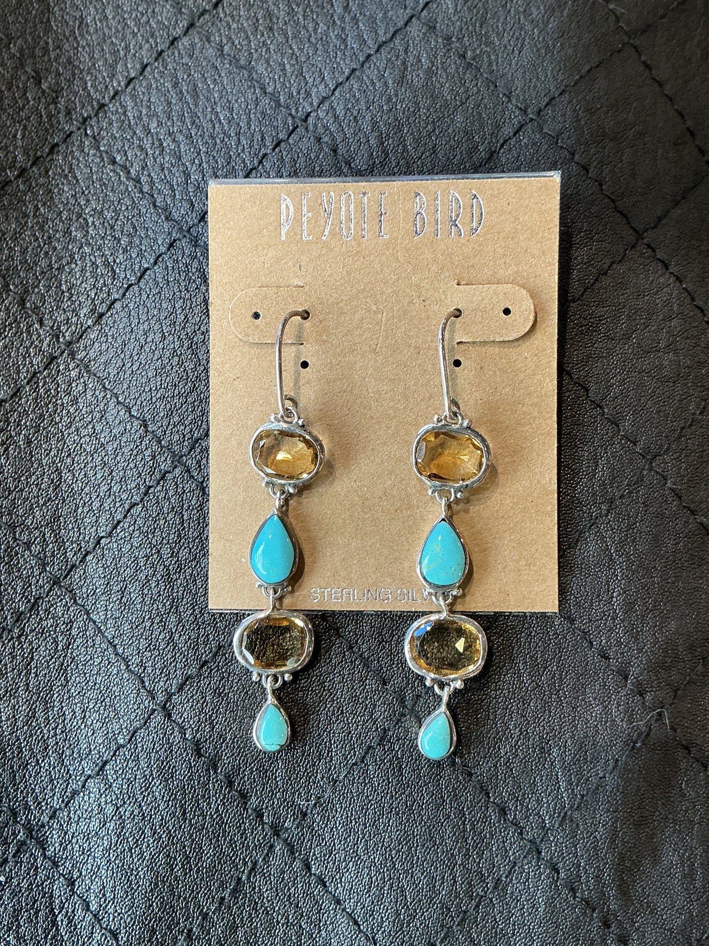 Citrine and Turquoise Multi-Stone Drop Earrings