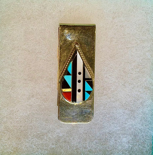 Zuni Teardrop Inlay Money Clip