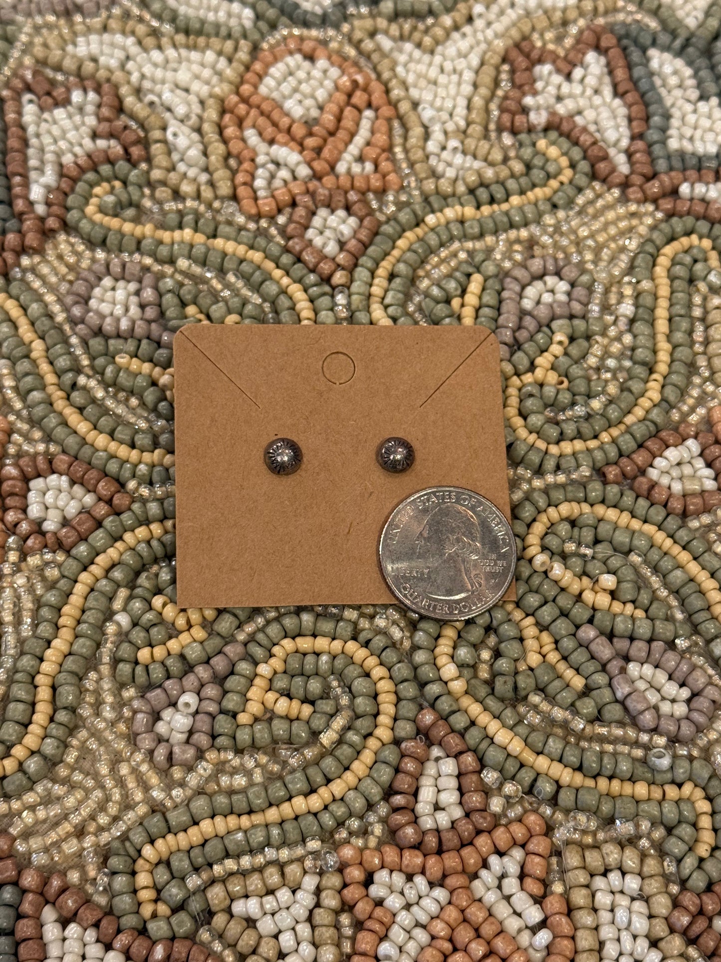 Tiny Sterling Stud Earrings with Etching