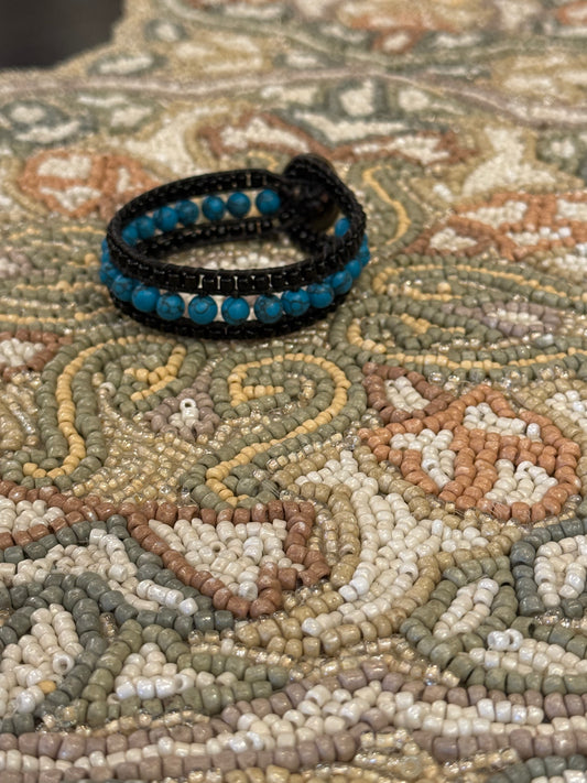 Black Onyx And Turquoise Beaded Bracelet