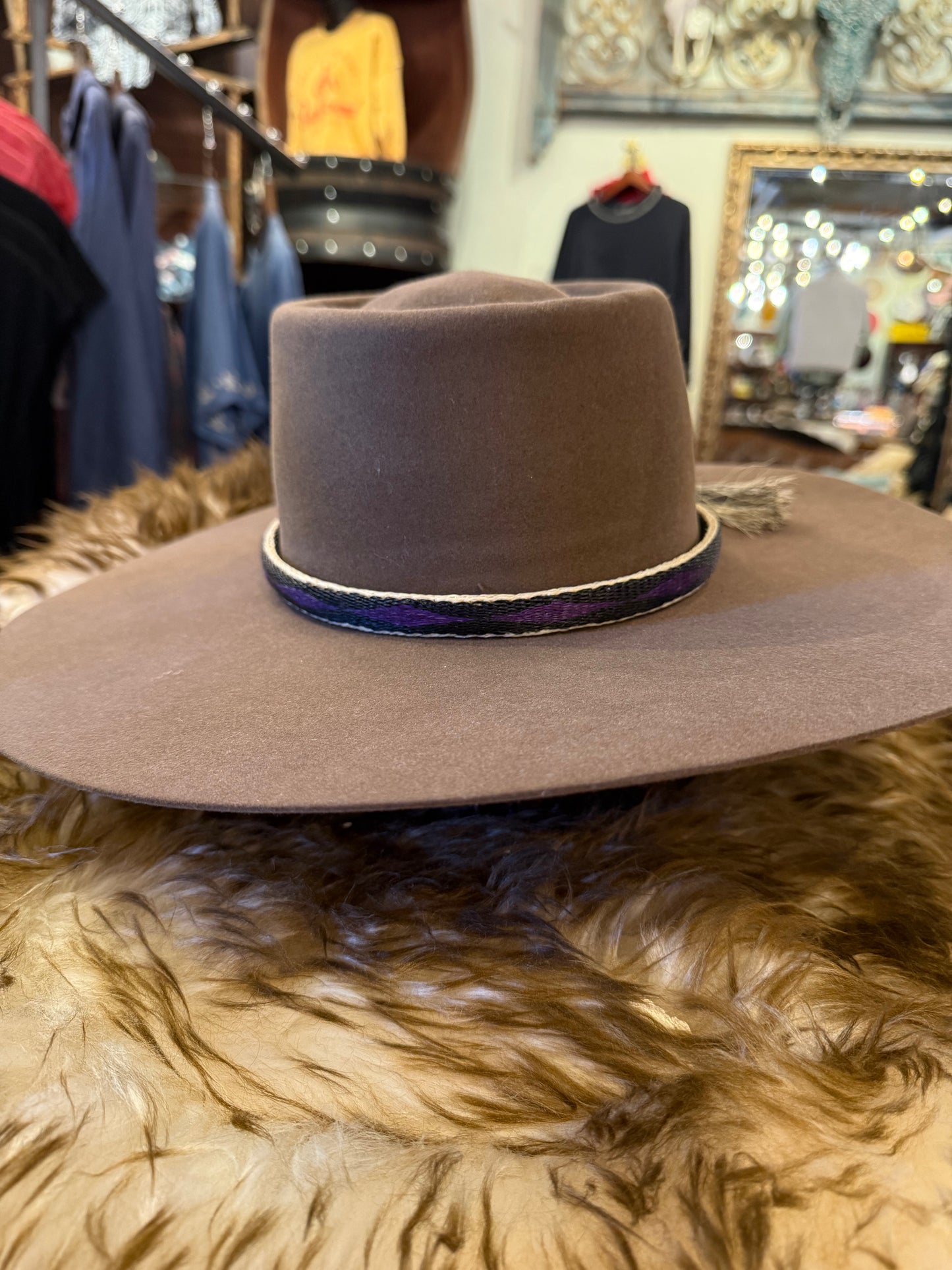 Deep Purple Diamond Hitched Horsehair Hatband