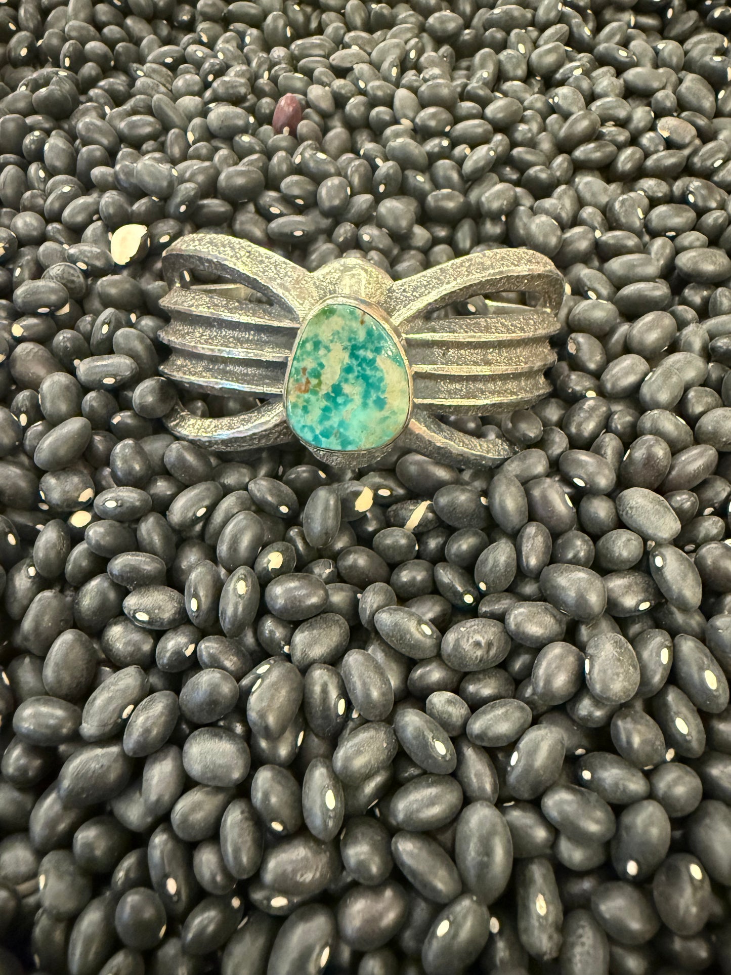 Garry Custer Navajo Sterling Turquoise Tufa Cast Cuff