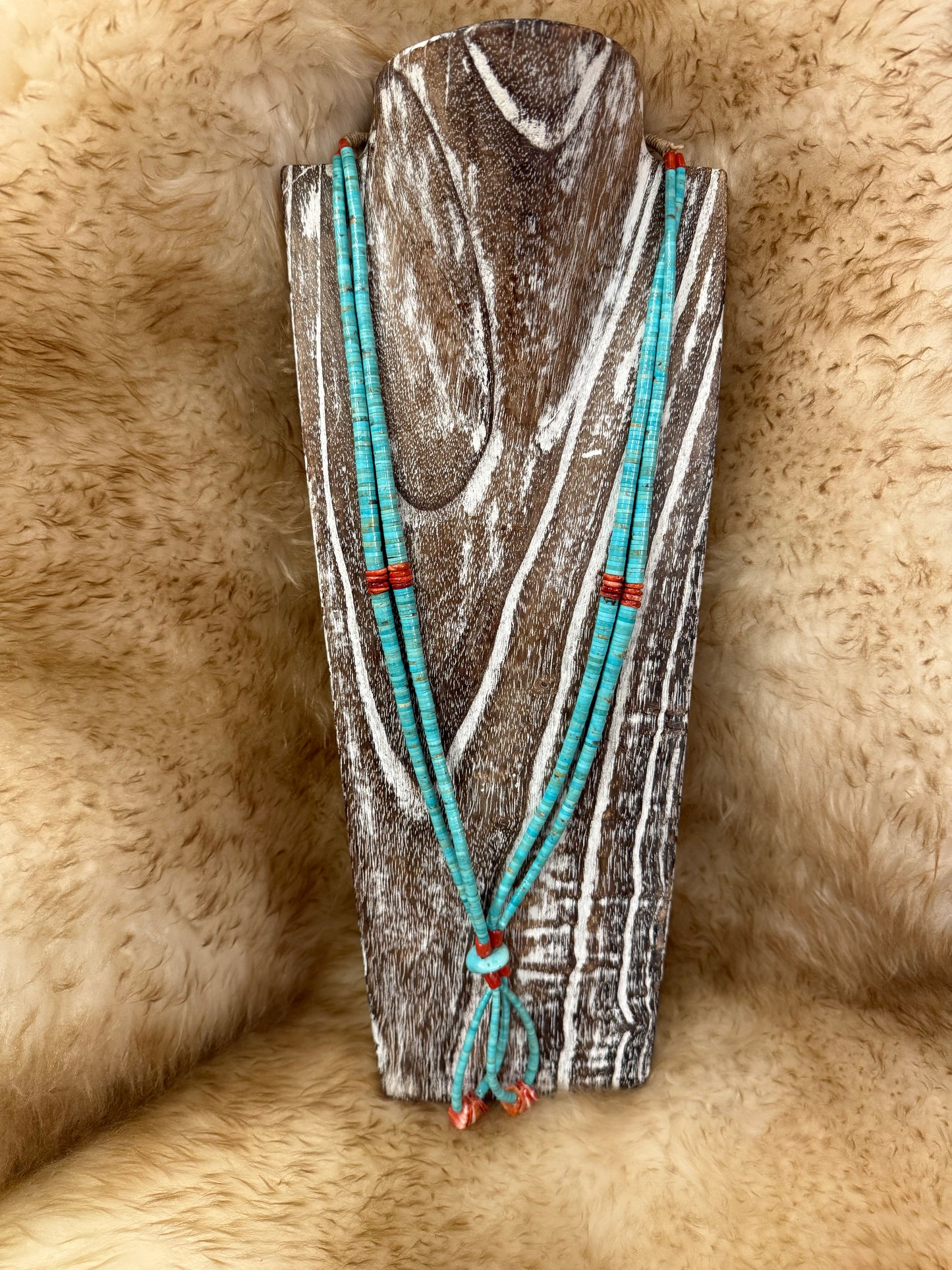 Santo Domingo Turquoise Coral Jacla Heishi Necklace