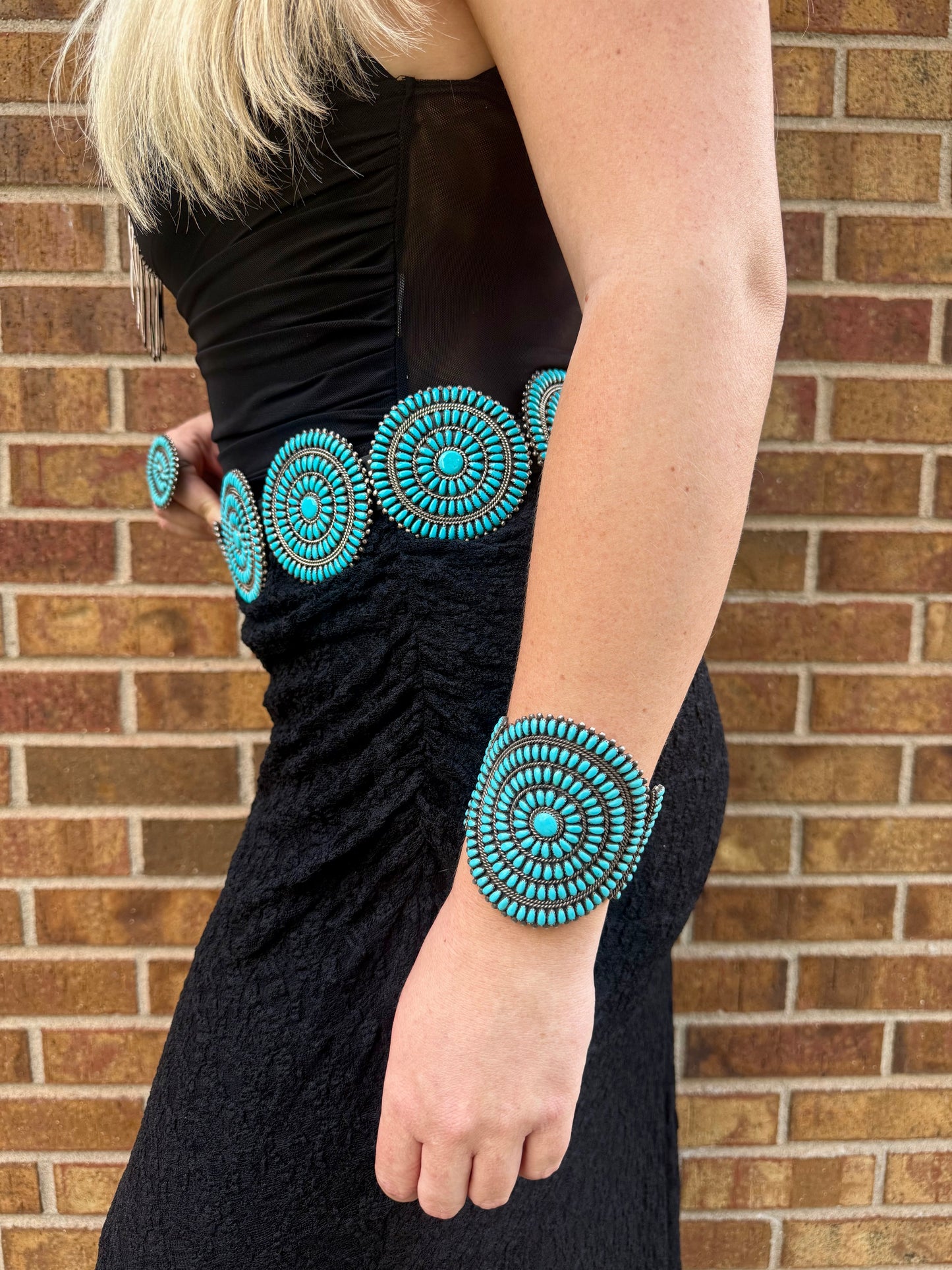Statement Zuni Turquoise and Sterling Silver Set