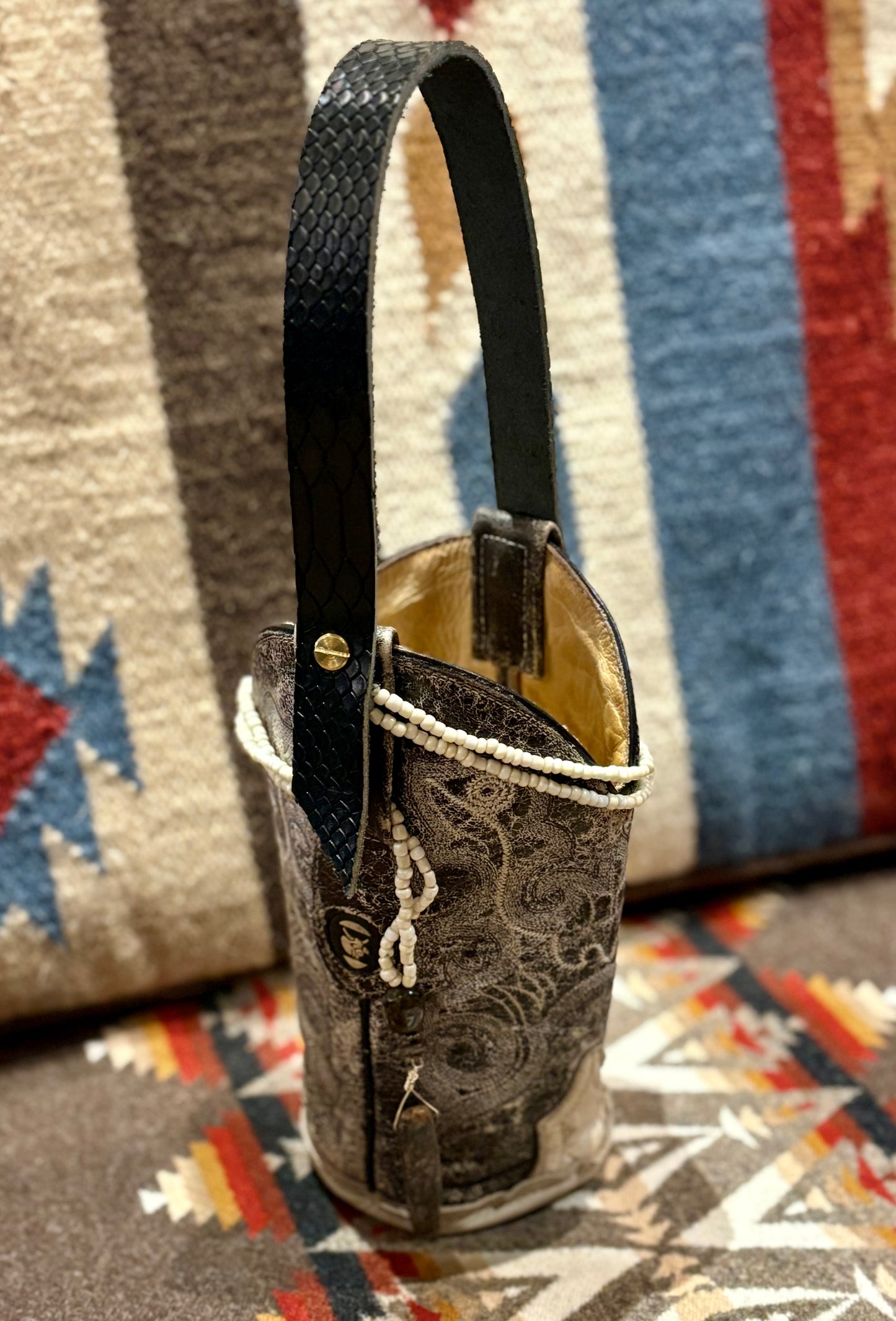 Cowboy Boot Wine Tote- Trulli Leathers