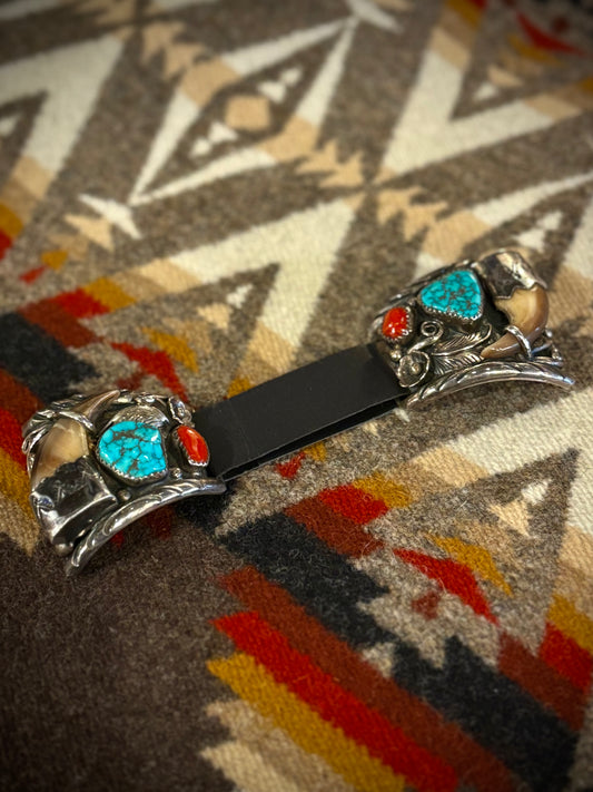 Vintage Claw, Coral, and Turquoise Watch Tips