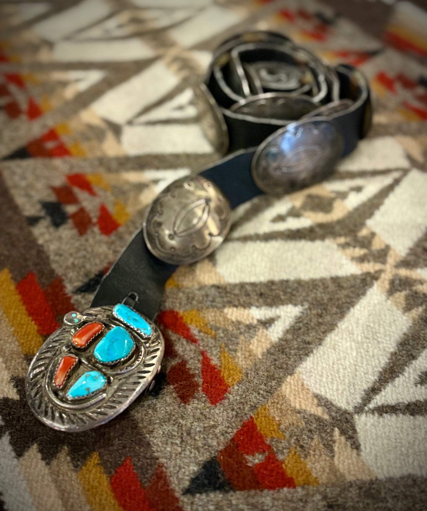 Vintage Concho Belt with Effie Calavaza Buckle