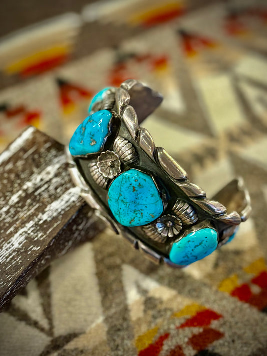 VintageHefty Five Stone Turquoise Cuff