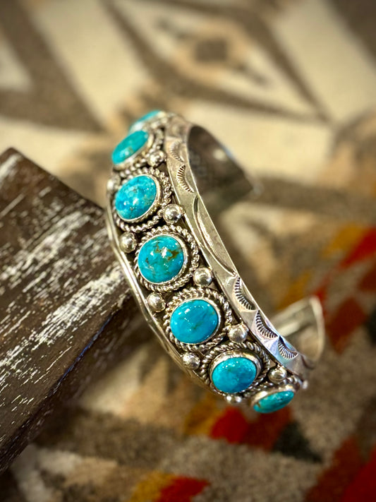 Seven Stone Turquoise Bracelet- Alfred Lee