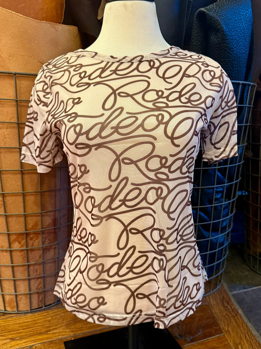 Brown Rodeo Print Mesh T-Shirt