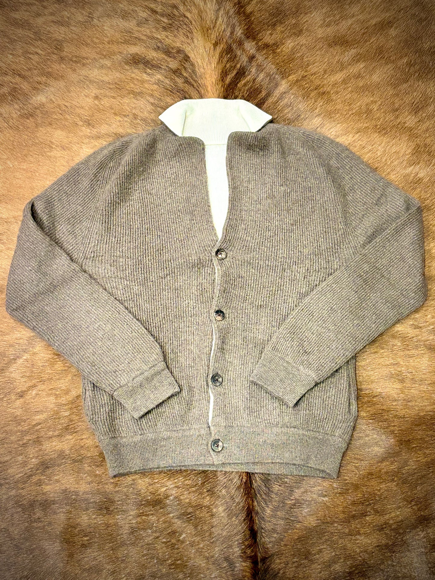 Mens Taupe Cashmere Cardigan